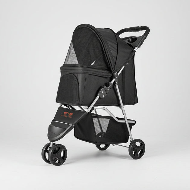 The Growing Mart Foldable 3 Wheel Pet Stroller with Brake for Safe Travel