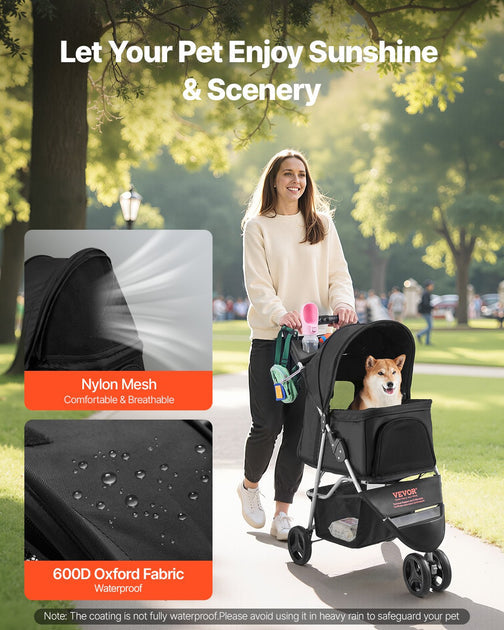 The Growing Mart Foldable 3 Wheel Pet Stroller with Brake for Safe Travel